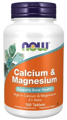 NOW Foods Calcium 500mg & Magnesium 250mg WAPŃ MAGNEZ 100 tab