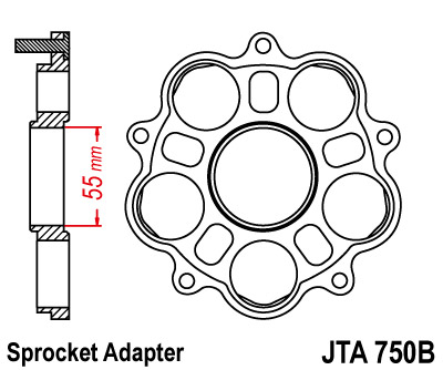 JT ADAPTADOR ESTRELLAS TRASERA DUCATI 748/796/800/848/916/1000/1100  