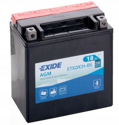 АККУМУЛЯТОР МОТОЦИКЛЕТНЫЙ EXIDE ETX20CH-BS YTX20CH-BS 12V 18AH 230A EN