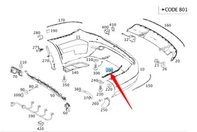 ŚLIZG TYŁ MOCOWANIE ZDERZAKA MERCEDES W204 KOMBI L