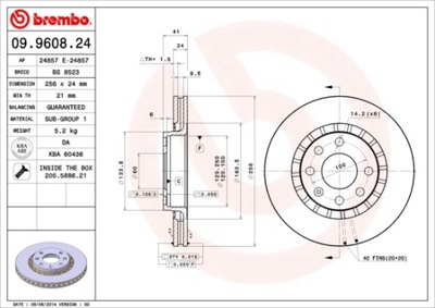 BREMBO 09.9608.24 ДИСК ТОРМОЗНОЙ