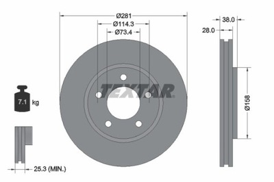 2X DISCO DE FRENADO CHRYSLER PARTE DELANTERA VOYAGE 00- RUEDAS 15 92108300  