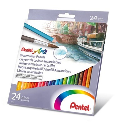 Kredki PENTEL ołówkowe 24 kolorów akwarelowe