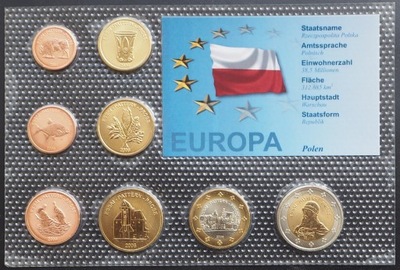 POLSKA 2006 EURO PRÓBNE SPECIMEN PATTERN ZESTAW SET 8 MONET W BLISTRZE