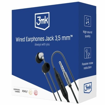 3mk Wired Earphones Jackk 3.5 kabel