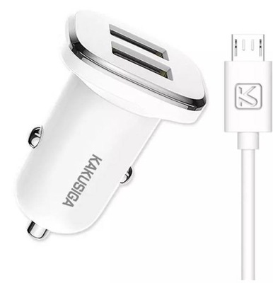 ŁADOWARKA SAMOCHODOWA 2 USB KABEL MICRO USB 1M