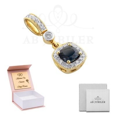 ZAWIESZKA ZŁOTA SZAFIR DIAMENTY PRÓBA 585