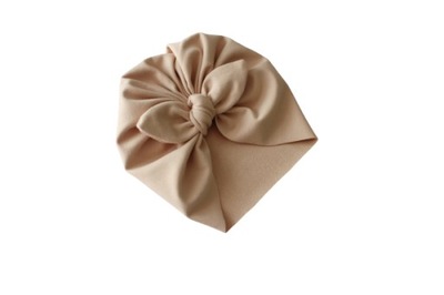 Czapka turban beż nude kokarda wiosna/jesień 38-40