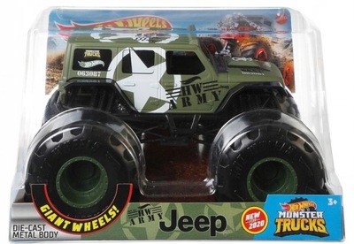 HOT WHEELS MONSTER TRUCKS ARMY JEEP GJG71 NOWY