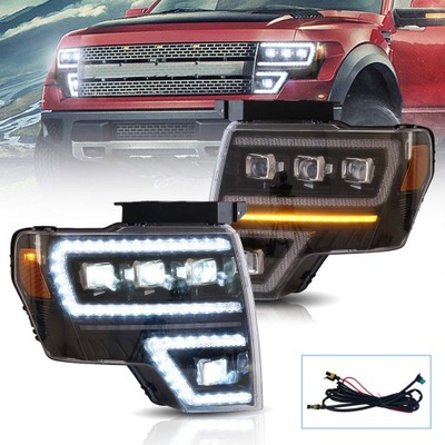 KOMPLEKTAS REFLEKTORIŲ FULL LED : ŽIBINTAI PRIEKINĖS FORD F150 2009-2014 PICKUP 