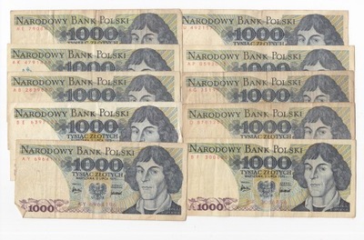 4. Zestaw banknotów PRL, 10 x 1000 zł 1975