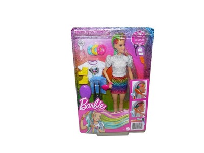 Lalka Barbie Tęczowe włosy panterka zmienia kolor