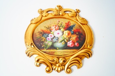Obrazek dekroacyjny złota rama kwiaty
