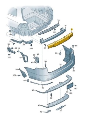 Абсорбер пена бампера vw passat b7 alltrack задняя фото №1