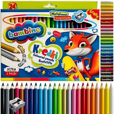 Bambino ceruzkové ceruzky okrúhle hrubé Jumbo 24 farieb + strúhadlo