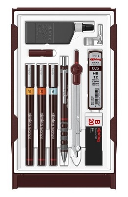 Zestaw isografów Rotring 0.1/0.3/0.5 mm + dodatki