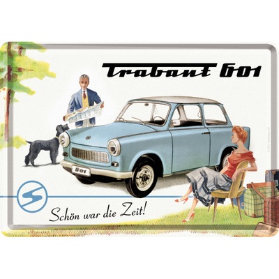 Pocztówka blaszana 14x10cm Trabant prezent retro
