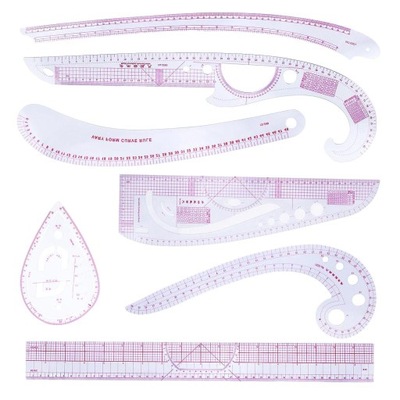 7 Pieces French Metric Ruler Plastic Sewing Tools