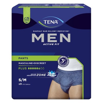 Majtki chłonne Tena Men Pants Plus Blue S/M 9 szt