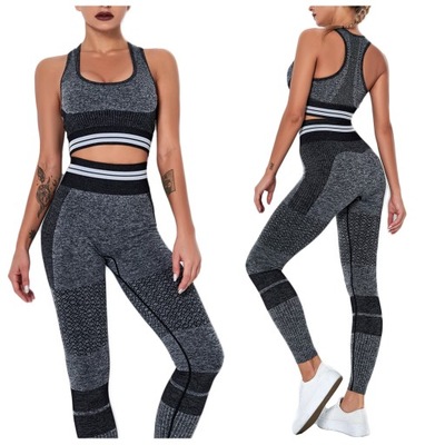 KOMPLET fitness SPORTOWY top legginsy bezszwowe L