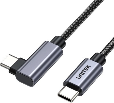 Kabel USB-C - USB-C Kątowy PD 3.0 100W 5A 20V QC Chip E-Mark 3m Unitek