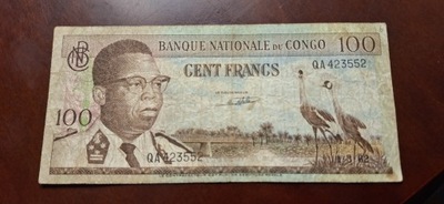 BANKNOT KONGO 100 FRANCS 1962 ROK RZADKI