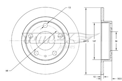 TOMEX BRAKES ДИСКИ ДИСКОВЫЕ ТОРМОЗНОЕ 2SZT. ALFA ROMEO 147 01-10 ЗАД фото