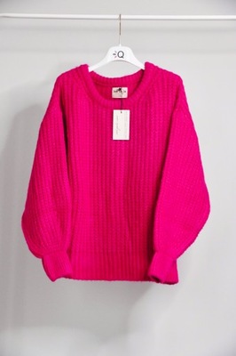 OOH LA LA SWETER LUŹNY MALINOWY RÓŻOWY