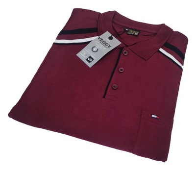 6XL Big Men Duża Koszulka Polo Bordo 100% Bawełny