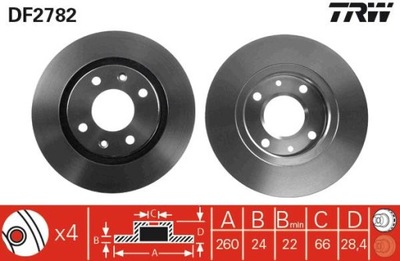 ДИСК ГАЛЬМІВНИЙ ПЕРЕД PEUGEOT 1.6 1.8 1.9 D -04 (260X24MM) PEUGEOT 406 1.