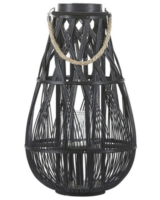 Lampion dekoracyjny bambusowy 56 cm czarny