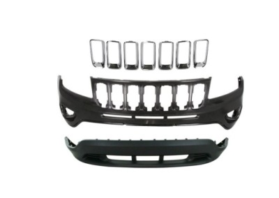 Jeep compass pk 11- бампер + решётка радиатора хром +спойлер фото №1