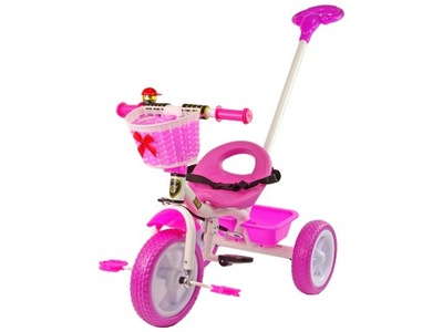 Rowerek Trójkołowy dla dziewczynki Różowy Koszyk