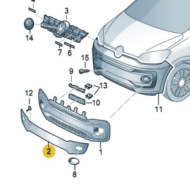 НАКЛАДКА НАКЛАДКА БАМПЕРА ПЕРЕД VW UP РЕСТАЙЛ 16- 1S0853665AF