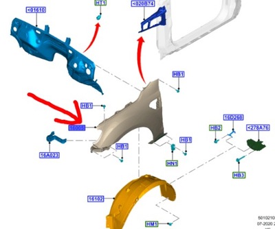 Крила передній правий ford ranger mk5 2015-2022 оригінальний номер фото №1