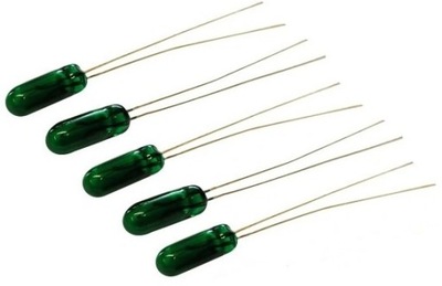 LUCES MINIATUROWE 12V T3 50MA 3MM COLOR VERDE 5 PIEZAS  