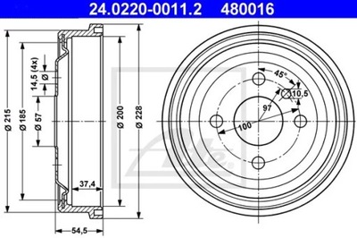 ATE 24.0220-0011 БАРАБАН ТОРМОЗНОЙ