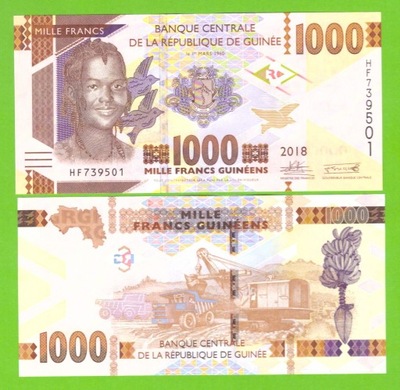 GWINEA 1000 FRANCS 2018 P-48 UNC NOWA DATA