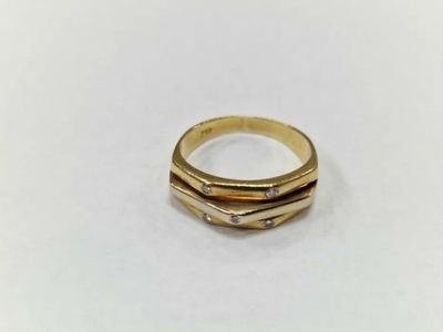 Złoty pierścionek/ 750/ 4.65g/ R11/ 5 brylantów