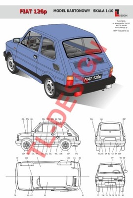 Model kartonowy Fiat 126p skala 1:10 - offset
