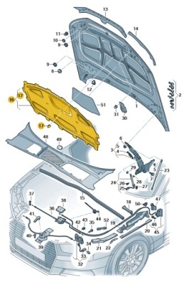 Шумоізоляція капот двигуна audi a5 b9 aso оригінал фото №1