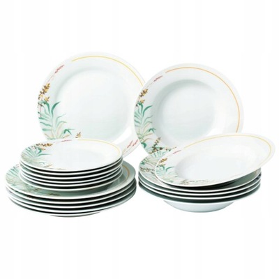 KOMPLET TALERZY SERWIS OBIADOWY PORCELANA 18EL