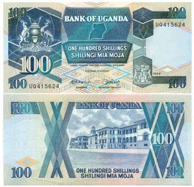 UGANDA 100 SZYLINGÓW 1988 P-31b UNC