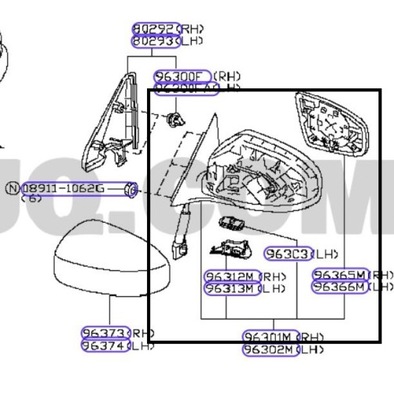 Зеркало наружное правое qx50 infiniti фото №1