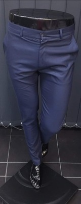 Spodnie wizytowe męskie slim fit atrament pas 96cm