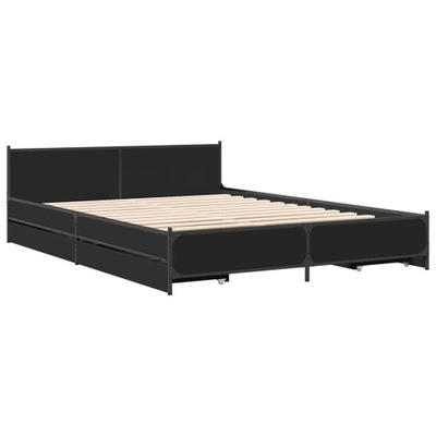 Rama łóżka z szufladami, czarna, 120x200 cm