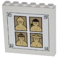 Lego Panel 1x6x5 Ninjago 59349pb077 4504228 Biał U