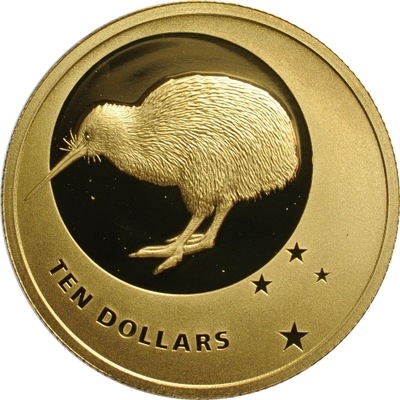 Nowa Zelandia, 10 dolarów 2010, Kiwi 1/4 oz. Au999