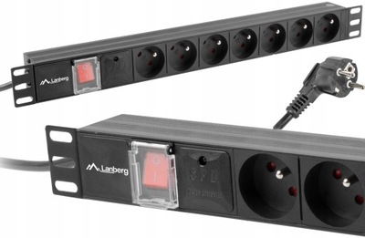 Listwa Zasilająca LANBERG RACK PDU 19" 1U 16A 7X 230V PL 2m Czarna