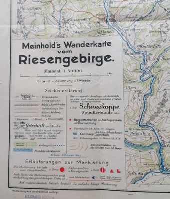 Mapa turystyczna Meinholda. Karkonosze - 1933 r.